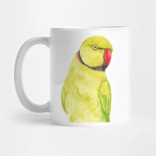 yellow Rose-ringed parakeet or ring-necked parrots watercolor - bird painting Mug